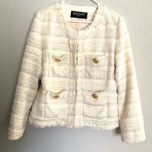 Balmain Women's Boucle Cream Jacket